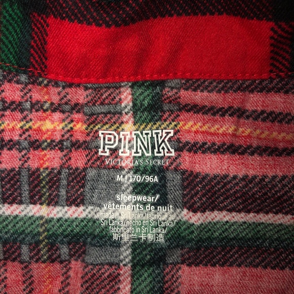 VS Pink Holiday Plaid PJ Set W/Eye Mask in Medium - Picture 4 of 8